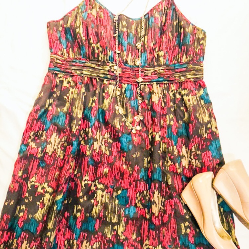Halogen Brown and Red Pattern Dress